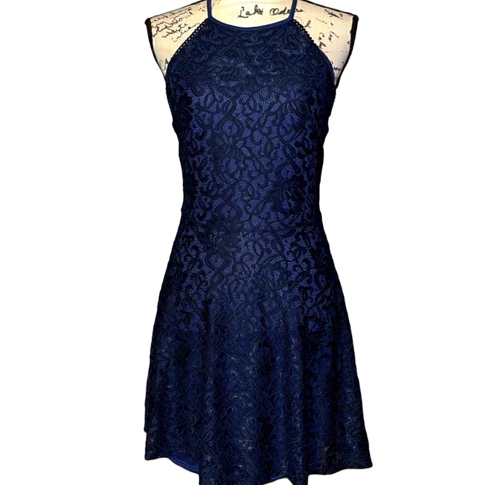 Altar'd State Midnight Blue Lace Mini Dress